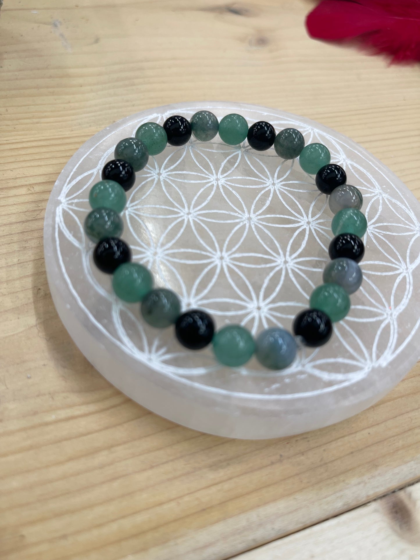 Bracelet astrologie signe taureau - Aventurine, agate mousse & tourmaline