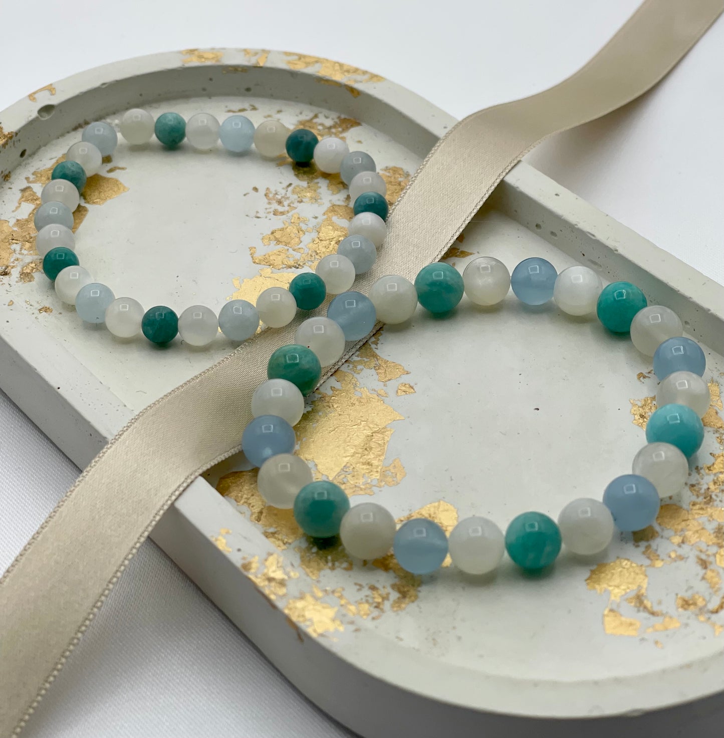 Bracelet de grossesse - aigue marine, amazonite & pierre de lune