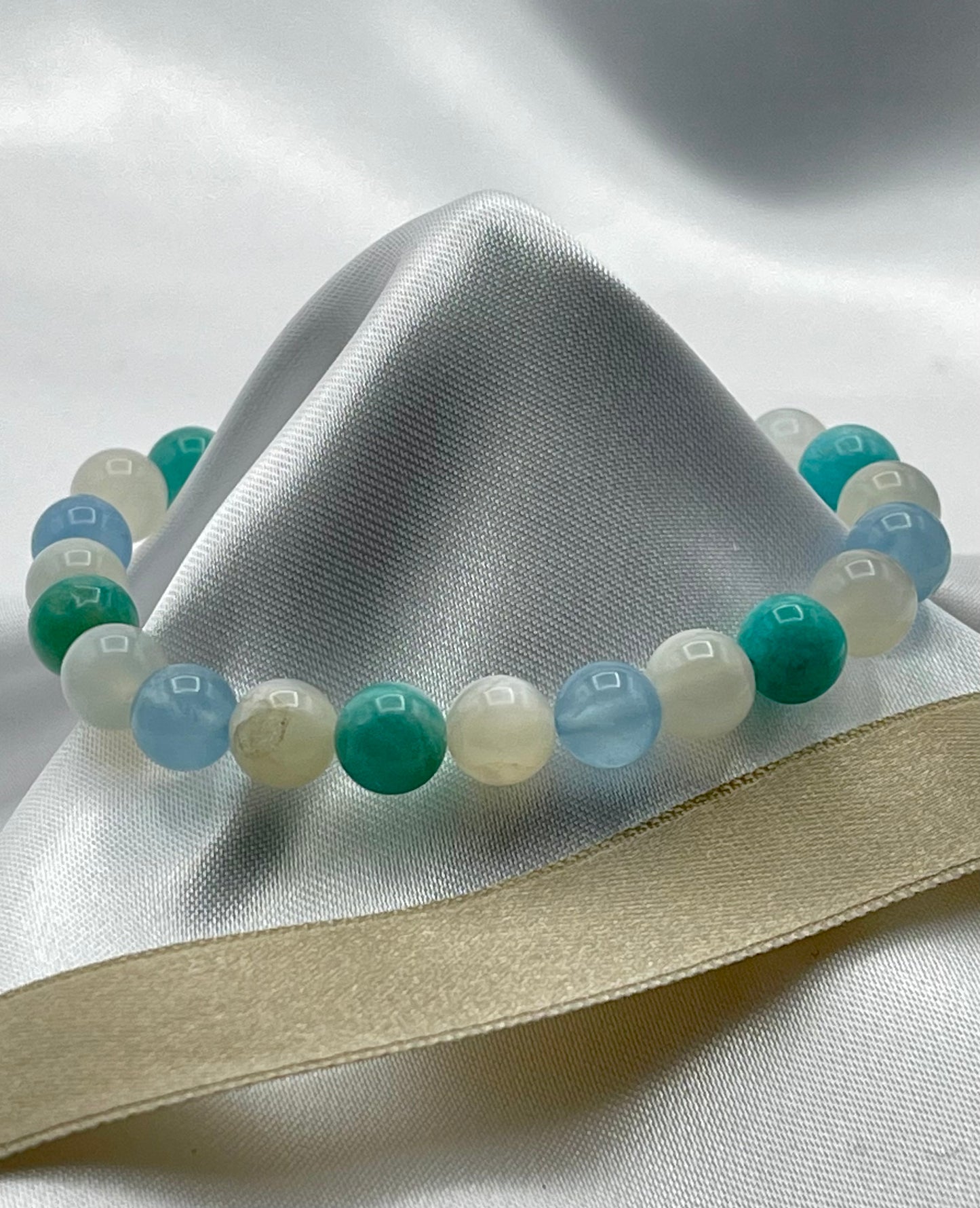 Bracelet de grossesse - aigue marine, amazonite & pierre de lune