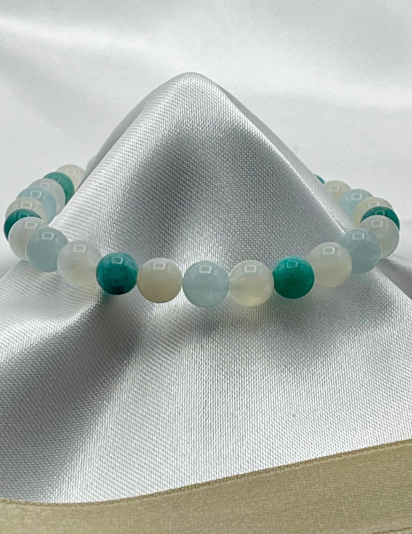 Bracelet de grossesse - aigue marine, amazonite & pierre de lune