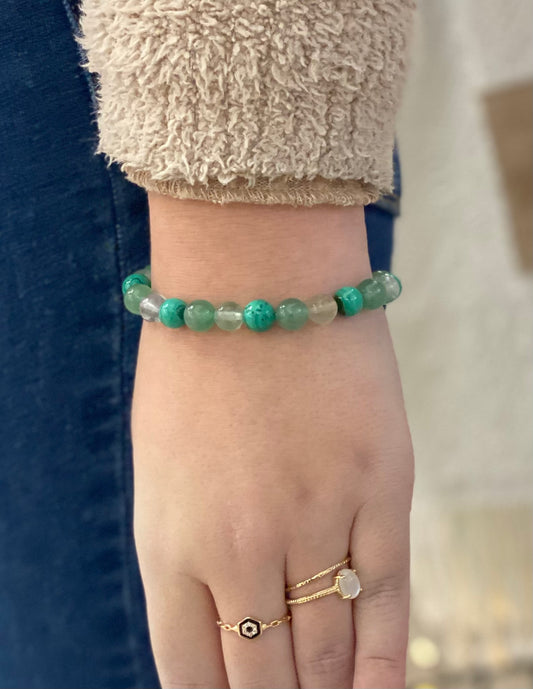 Bracelet astrologie signe balance - Aventurine, fluorite verte & malachite